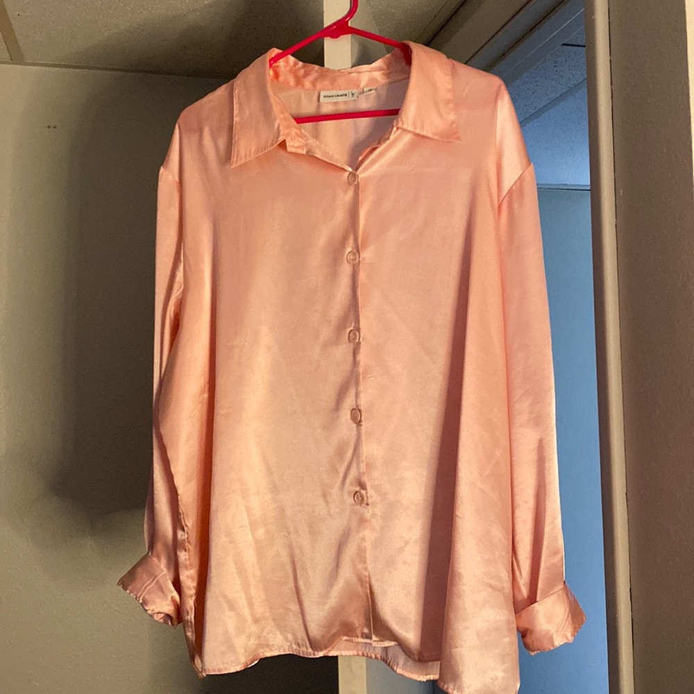 Oversized Silk Pink Button Down Size 2X
